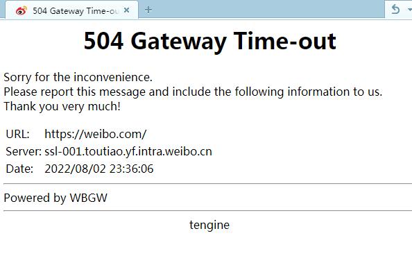 weibo.com 504 Gateway Time-out ô΢ֱ